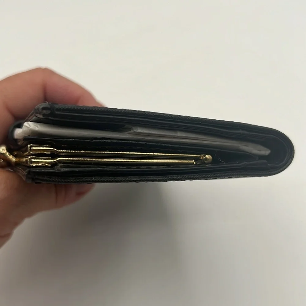 MCM Nylon & Leather Logo Kiss Lock Wallet black Made in Germany authentic